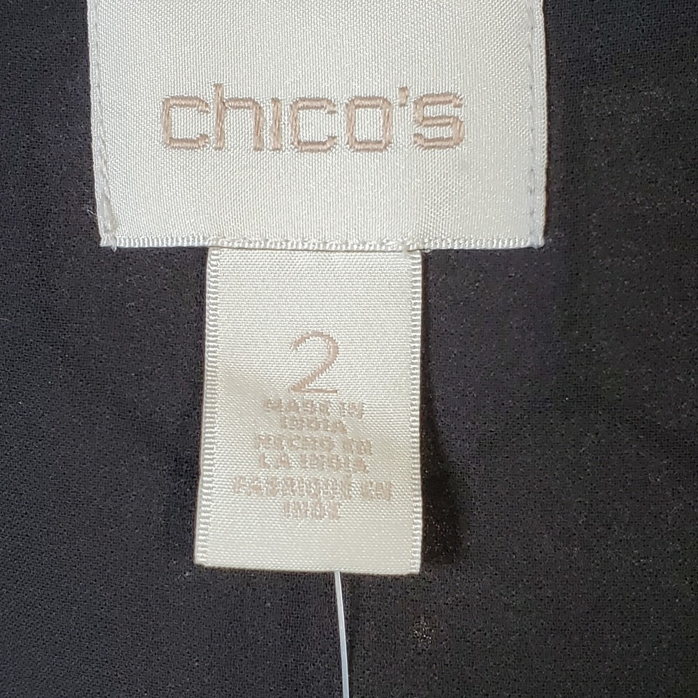 Chico's Beaded Full Zip Bomber Jacket Black Silver Sequined Embellished Sz L/2 - Picture 4 of 8